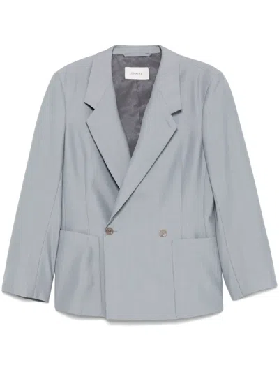 Lemaire Double-breasted Blazer In Grey