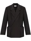Lemaire Tailored Double Breasted Jacket In Brown