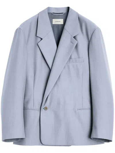Lemaire Double-breasted Blazer In Grey