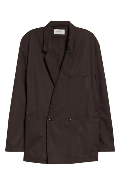 Lemaire Double Breasted Cotton Twill Workwear Jacket In Brown
