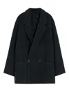 Lemaire Double-breasted Felted Coat In Blue