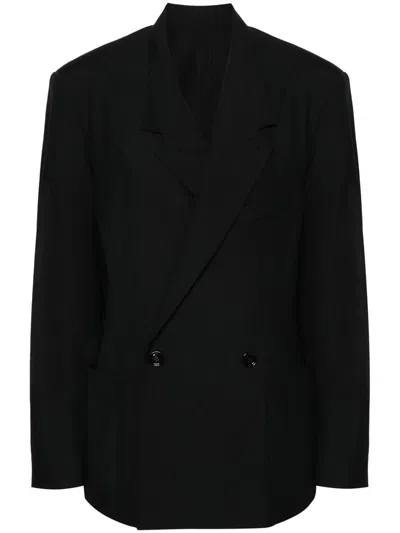 Lemaire Double-breasted Blazer In Blue
