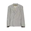 Lemaire Double-breasted Crinkled Blazer In Grigio Chiaro