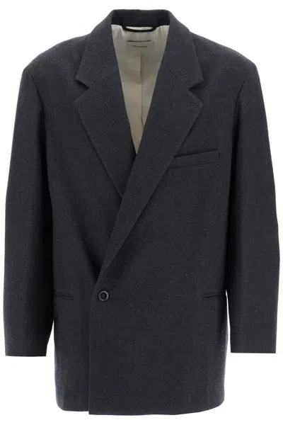 Lemaire Double-breasted Maxi Jacket In Anthracite / Grey (grey)