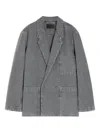 Lemaire Double-breasted Patch-pocket Blazer In Gray