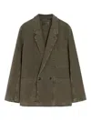 Lemaire Double-breasted Patch-pocket Blazer In Green