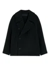 Lemaire Double Breasted Boxy Peacoat Side Pockets In Black