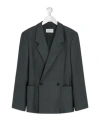 Lemaire Double-breasted Patch-pocket Blazer In Black