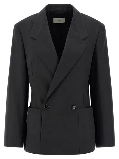 Lemaire Double-breasted Tailored Blazer In Black