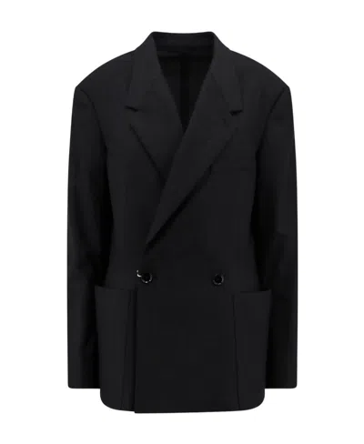 Lemaire Double-breasted Tailored Blazer In Black