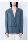 Lemaire Women Soft Tailored Double-breasted Blazer In Grey