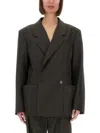 Lemaire Tailored Double Breasted Jacket In Brown