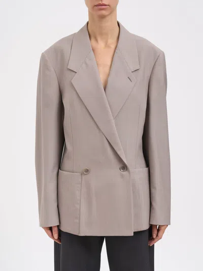 Lemaire Double-breasted Tailored Jacket In Gray