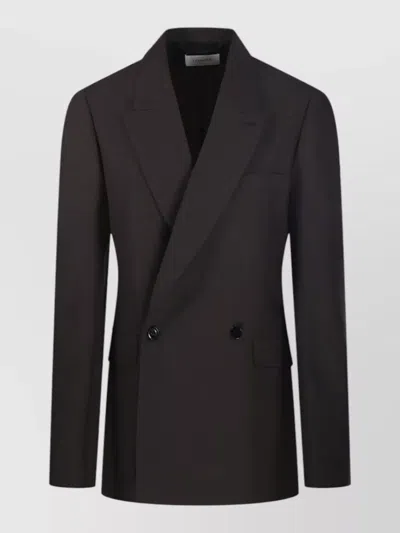 Lemaire Double-breasted Peak-lapel Blazer In Brown