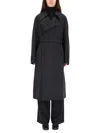 Lemaire Double-breasted Trench Coat In Black
