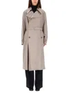 Lemaire Double-breasted Trench Coat In Gray