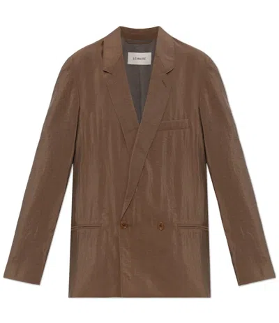 Lemaire Double-breasted Blazer In Brown