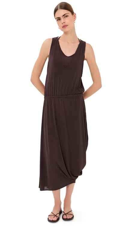 Lemaire Double Layer Drape Dress Fig In Burgundy