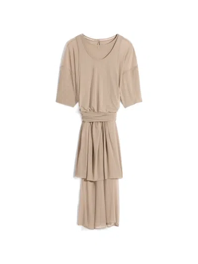 Lemaire Double Layer Midi Dress In Neutral