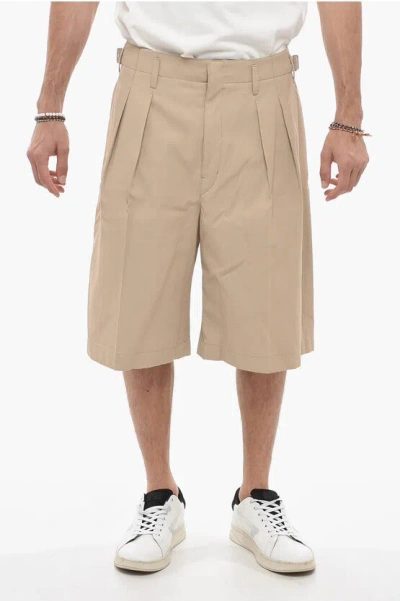 Lemaire Double Pleat High Waisted Shorts In Neutral