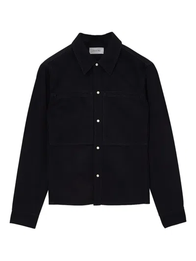 Lemaire Double-pocket Cotton Denim Shirt In Black