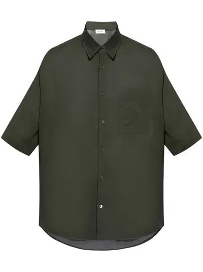 Lemaire Double-pocket Cotton Shirt In Green