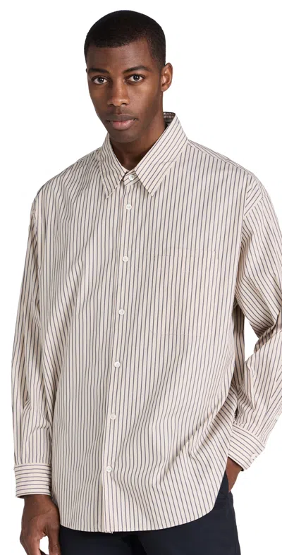 Lemaire Double Pocket Shirt Mastic / Navy / White