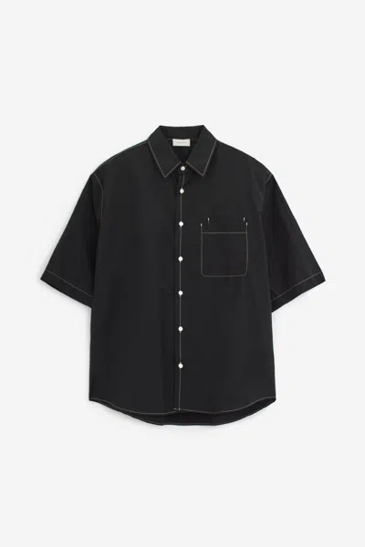 Lemaire Double Pocket Ss Shirt In Black