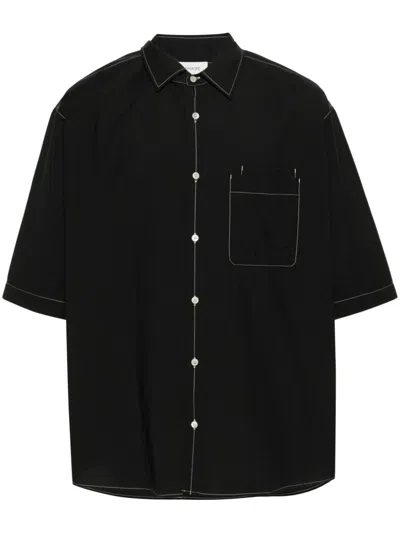 Lemaire Double Pocket Ss Shirt Men Black In Cotton