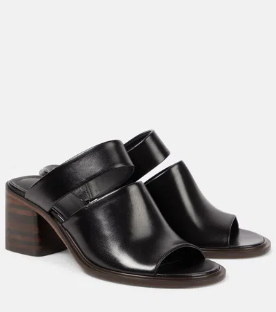 Lemaire Double Strap 55 Leather Mules In Black