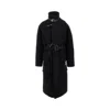 Lemaire Double Wool Long Duffle Coat In Black