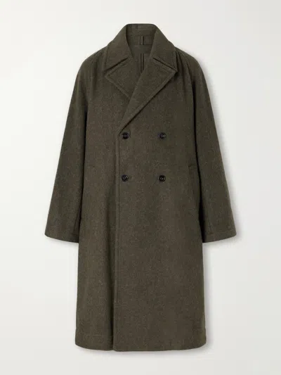 Lemaire Double-breasted Wool And Alpaca-blend Felt Coat In Green