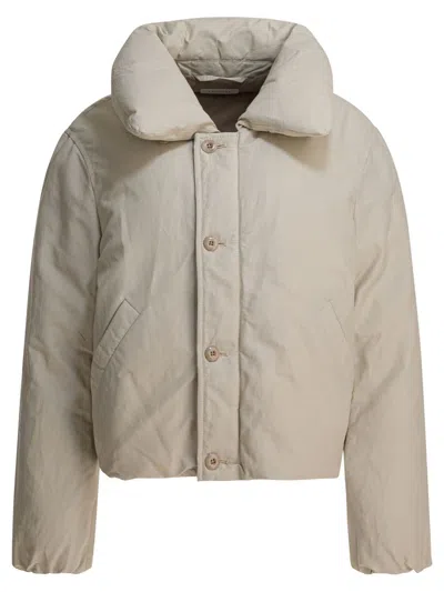 Lemaire Linen-cotton Duck Down Puffer Jacket With Cotton Lining In White