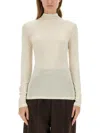 Lemaire Long-sleeved Top With Semi-sheer Texture And Draped Back Detail