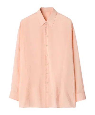 Lemaire Drape Shirt In Shiny Cupro In Orange