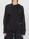 Lemaire Draped Crewneck Top Featuring Pleats In Black