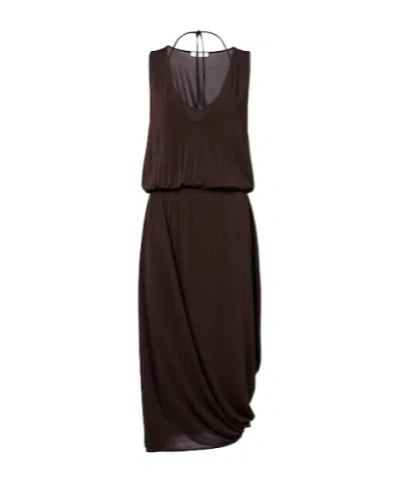Lemaire Draped Midi Dress In Brown
