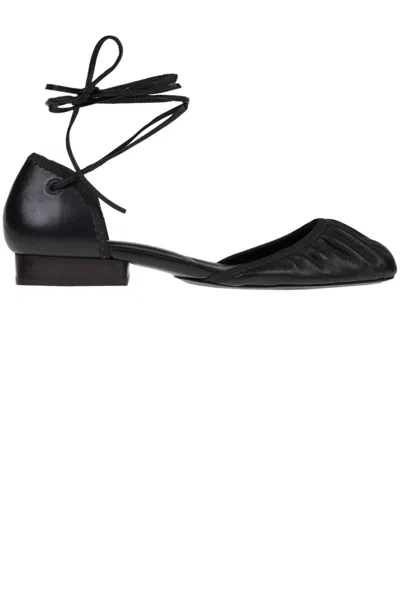 Lemaire Draped Nappa Ballerinas In Black