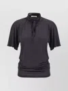 Lemaire Silk Crewneck Top With Knotted Scarf Detail In Black