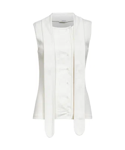 Lemaire Milk Ribbed Jersey Asymmetrical Fitted Top In White