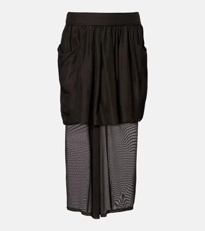 Lemaire Draped Semi-sheer Silk Midi Skirt In Brown