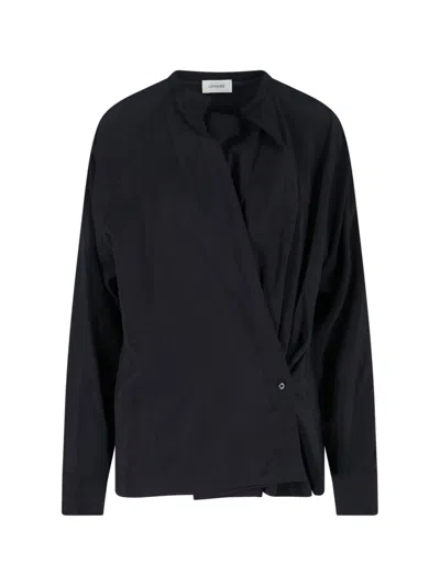 Lemaire Draped Shirt In Black