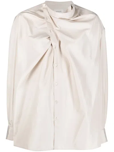 Lemaire Draped Silk Shirt In Neutrals