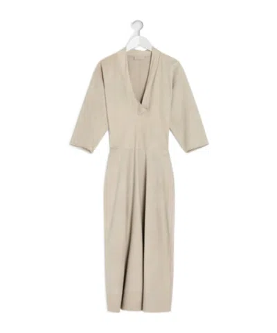 LEMAIRE DRAPED V-NECK MIDI DRESS