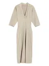 Lemaire Draped V-neck Midi Dress In Neutral