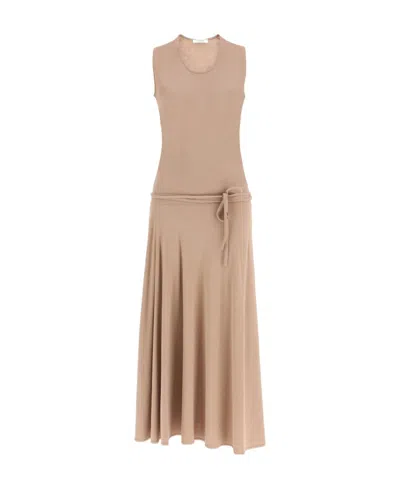 Lemaire Drawstring-detail Midi Dress In Nude