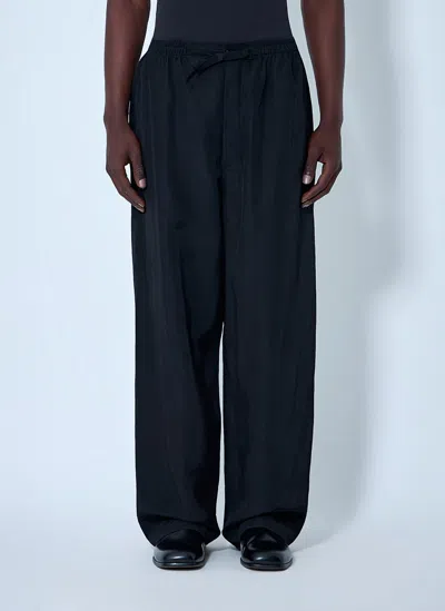 Lemaire Drawstring Wide-leg Trousers In Black