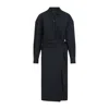 Lemaire Black Straight Collar Twisted Midi Dress In Black