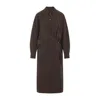 Lemaire Twisted Dress With Straight Collar And Buttons In Burgundy