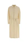 Lemaire Cotton Shirt Dress Featuring Belted Waist In Neutral